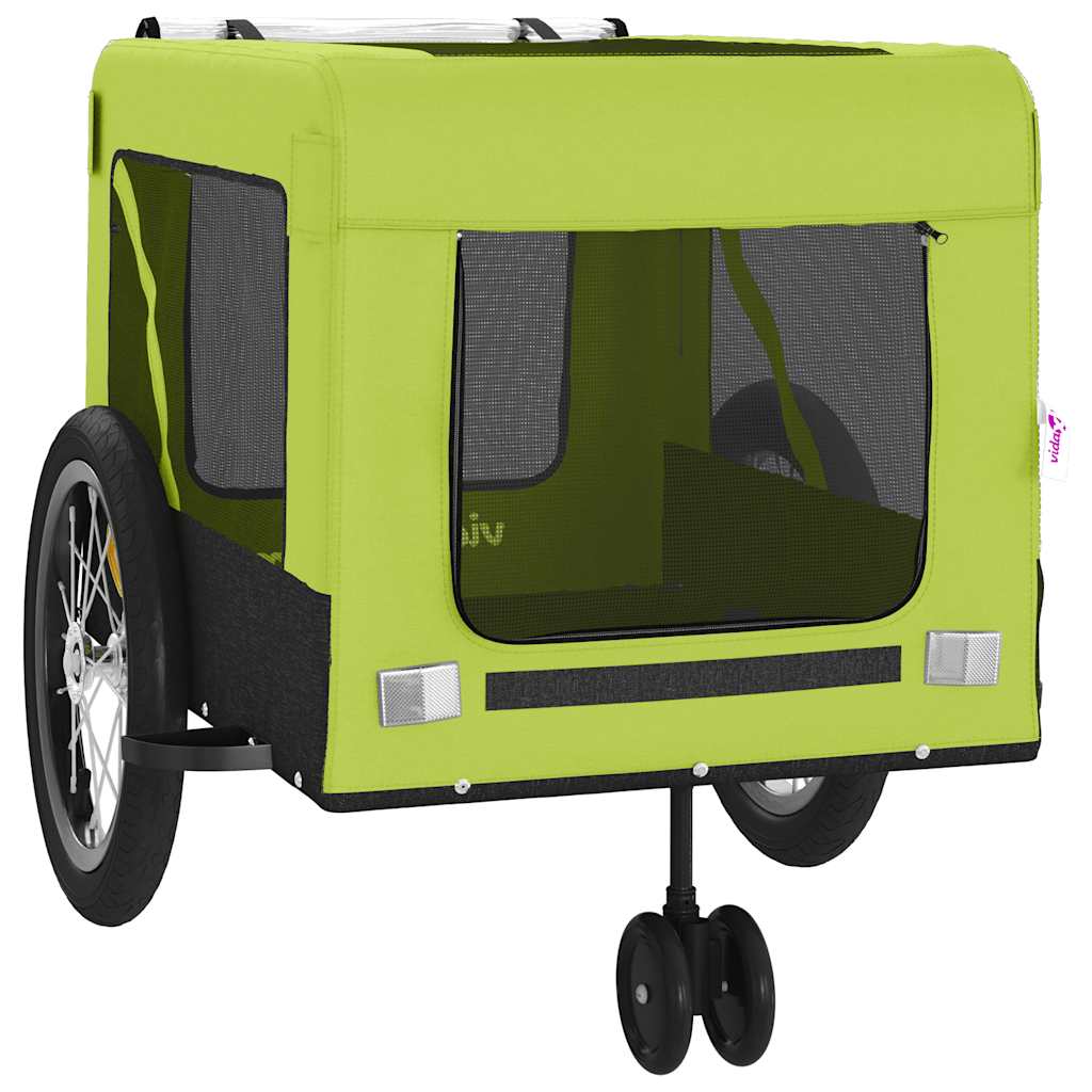 Remolque De Bicicleta Mascotas Hierro Tela Oxford Verde Negro_5