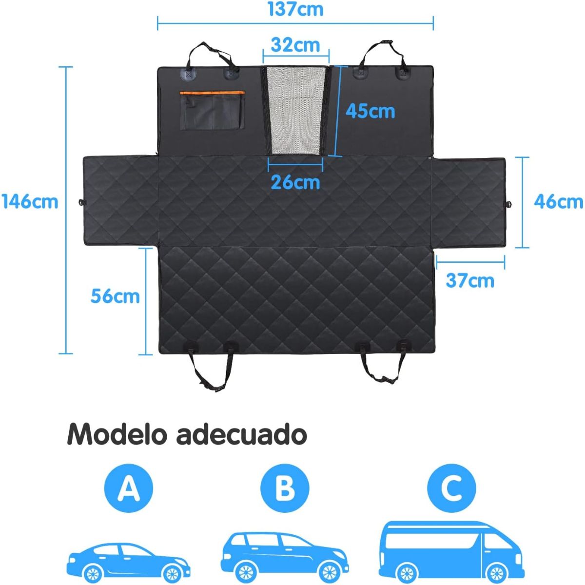 Funda de Asiento para Perro protección para el Coche 147 x 137 cm