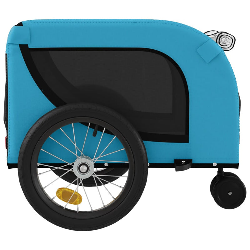 Vidaxl Remolque De Bicicleta Mascotas Hierro Tela Oxford Azul Negro_5