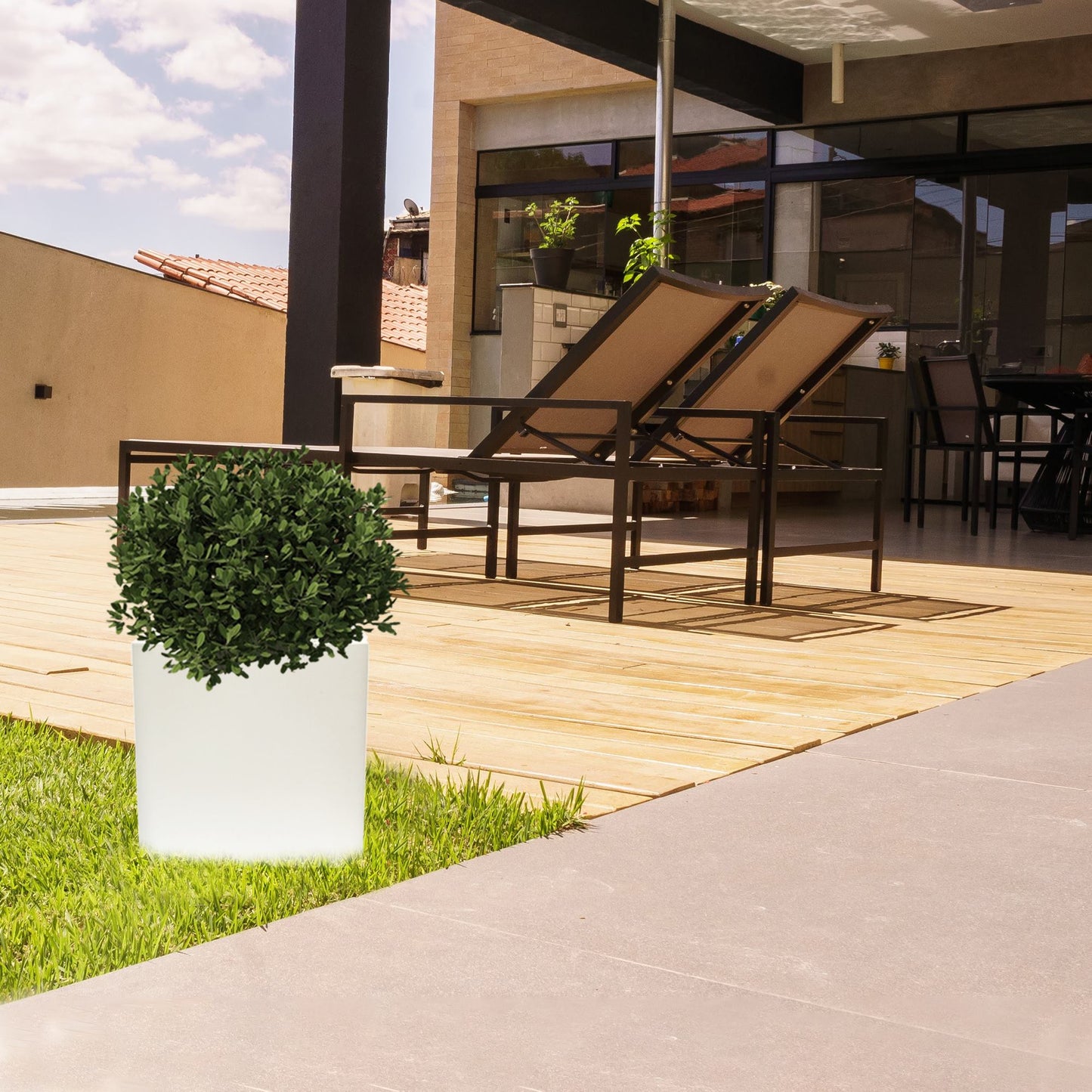 Macetero De Polietileno Blanco 40x40 Cm_4