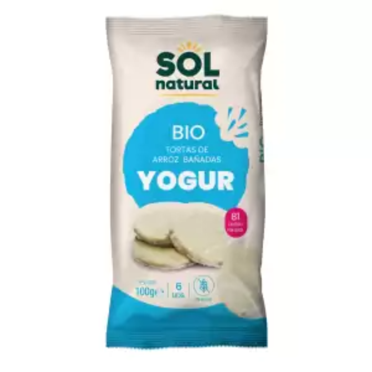 Tortitas de arroz bañadas con yogur Bio Sin Gluten Sol Natural 100 g