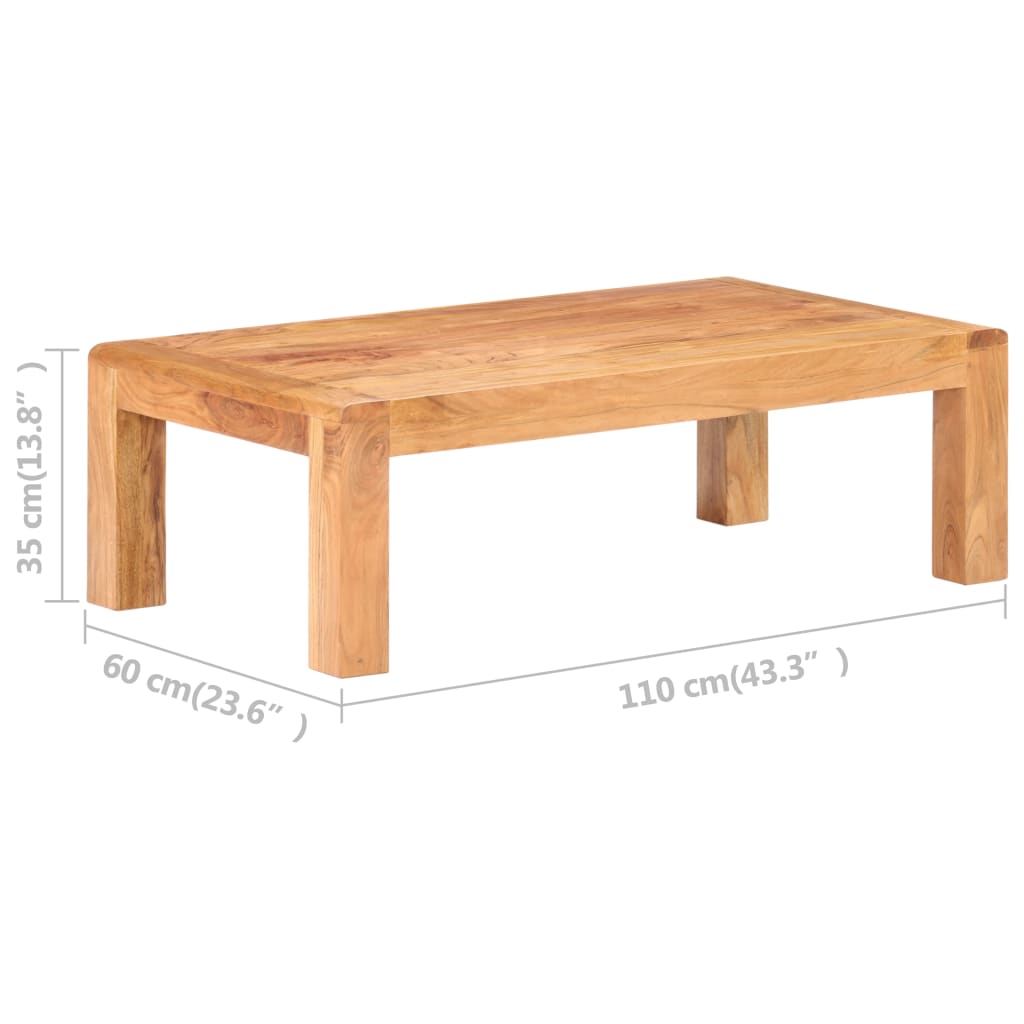 Mesa De Centro Madera Maciza Acacia Acabado Miel 110x60x35 Cm_4