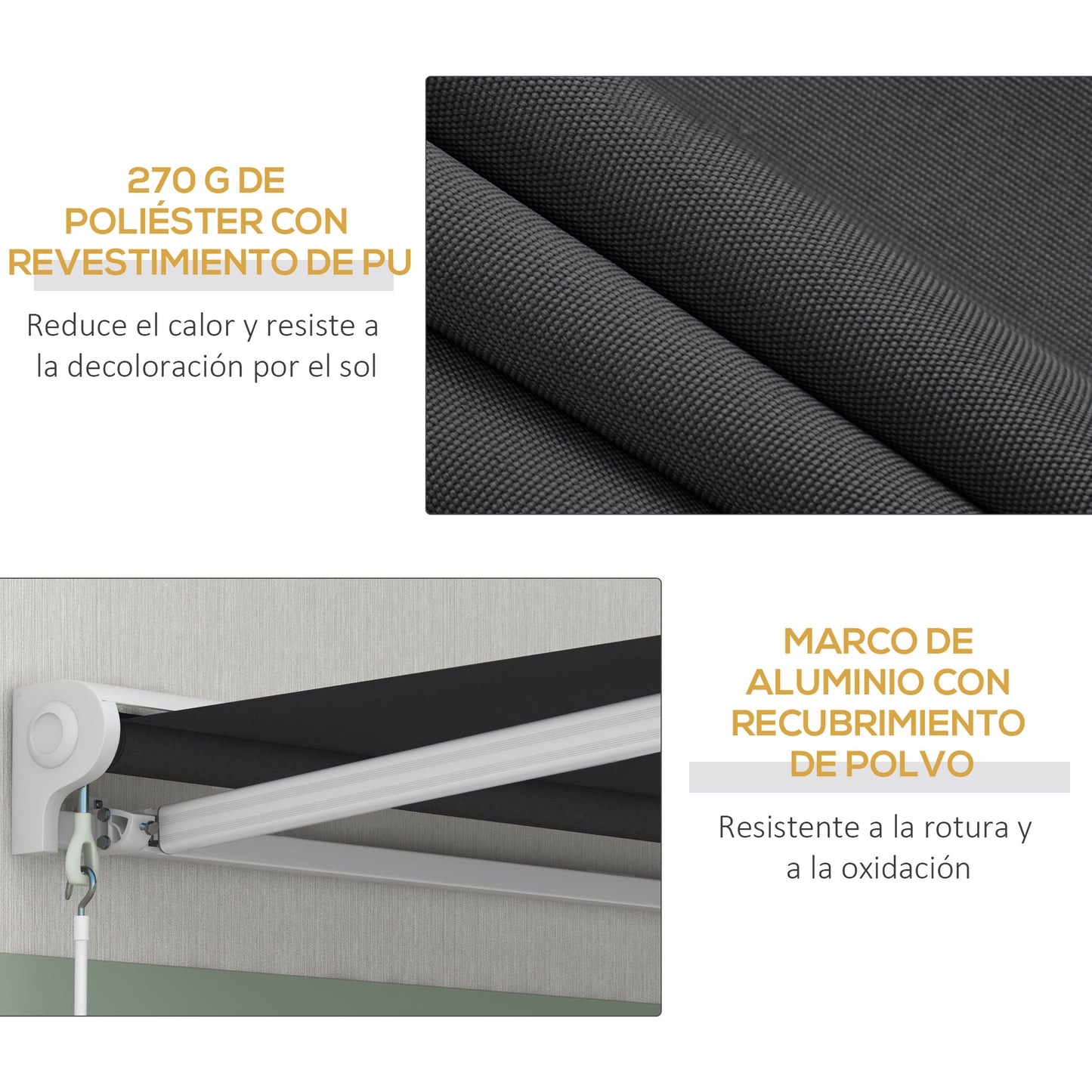 Outsunny Toldo Eléctrico Retráctil Y Manual 2,5x2 M Con Mando A Distancia Gris_5