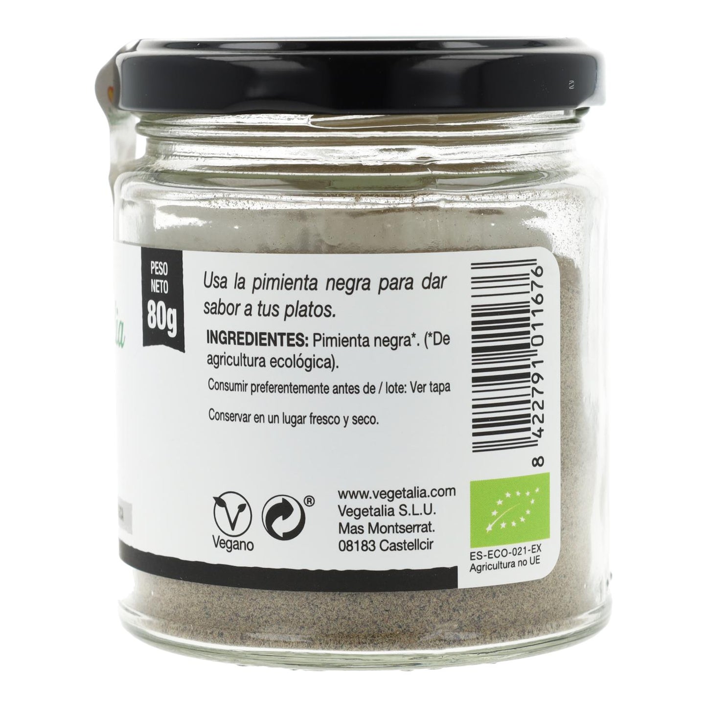 Pimienta Negra en polvo Bio Vegetalia 80 g