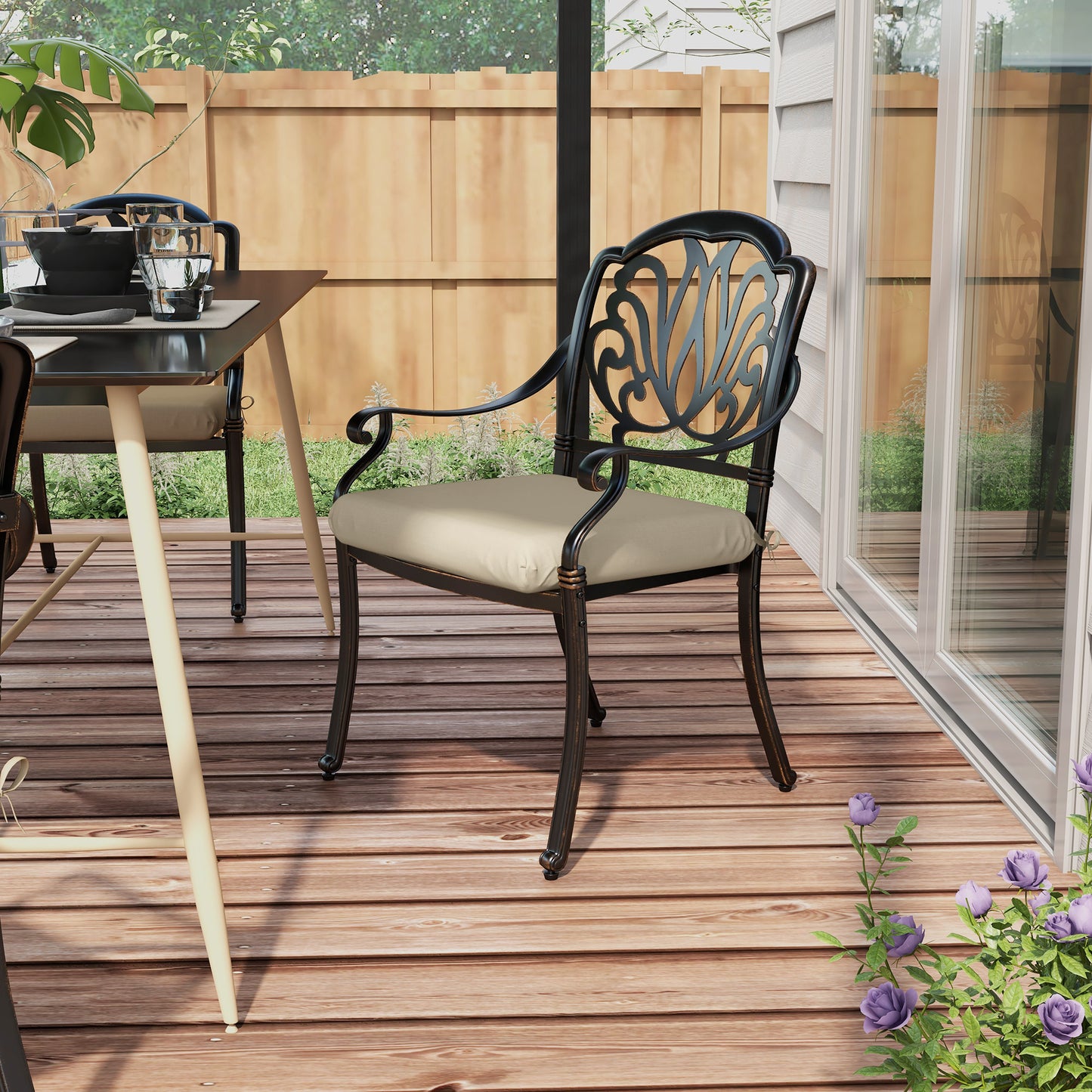 Outsunny Conjunto De Cojines Para Sillas De Comedor 47x47x7 Cm Beige_5