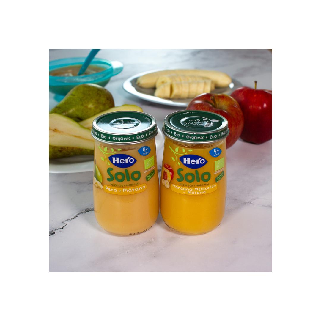 Tarrito de Manzana, Melocotón y Plátano Eco 190 g-Hero Baby