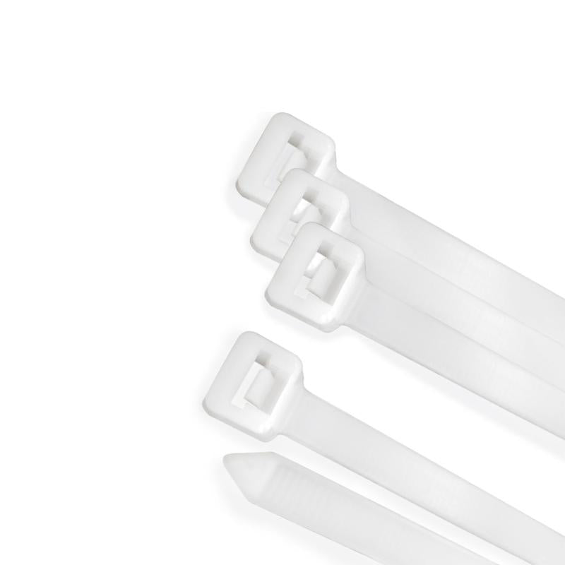 Brida Nylon 100%. Color Blanco / Natural 3,5 X 280 Mm. 100 Piezas. Abrazadera Plastico, Organizador Cables, Alta Resistencia