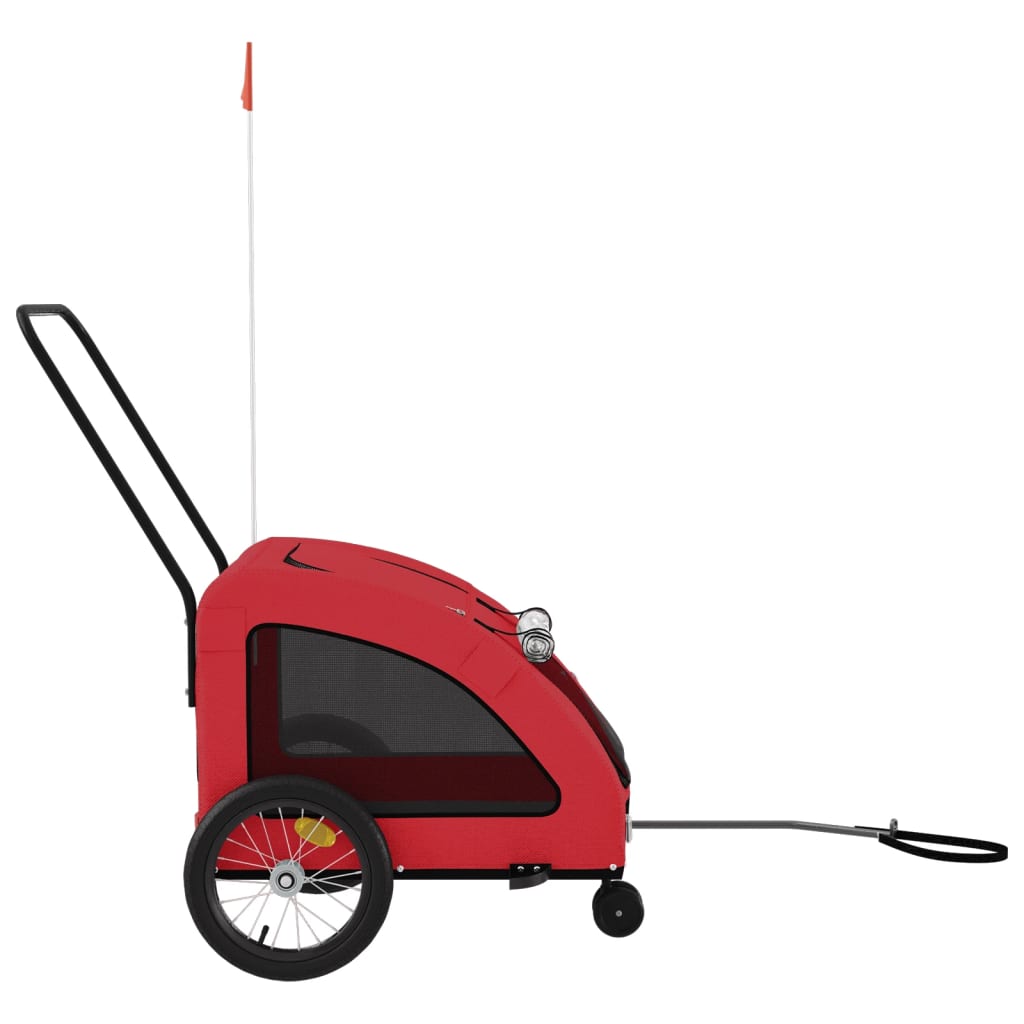Remolque De Bicicleta Mascotas Hierro Tela Oxford Rojo_5