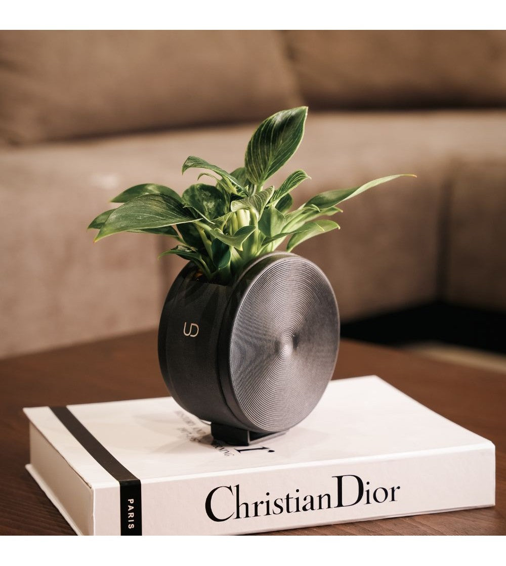 Maceta Redonda De Sobremesa O De Pared Con Autorriego – Negro