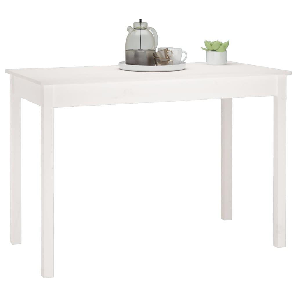 Mesa De Comedor Madera Maciza De Pino Blanca 110x55x75 Cm_4