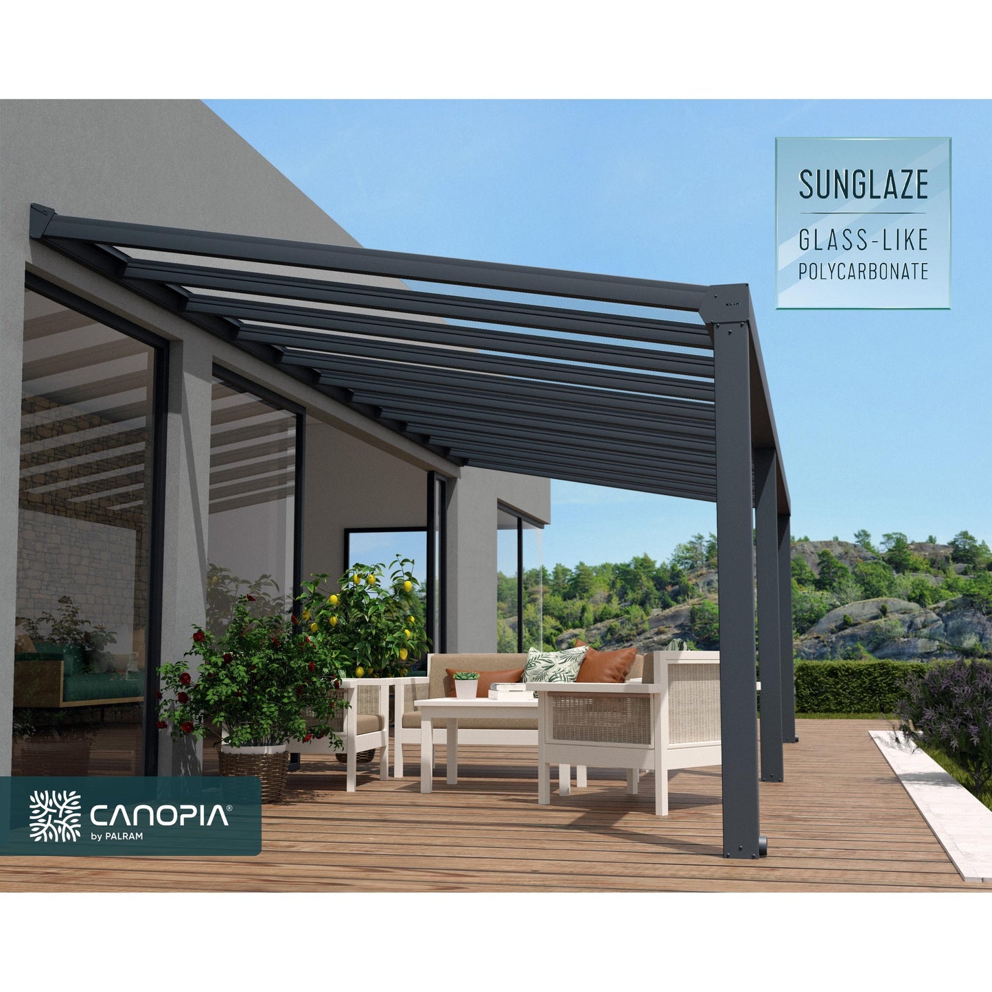 Pérgola adosada Stockholm 342x805 cm