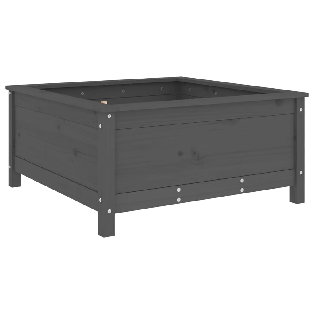 Jardinera Madera Maciza De Pino Gris 82,5x82,5x39 Cm_5