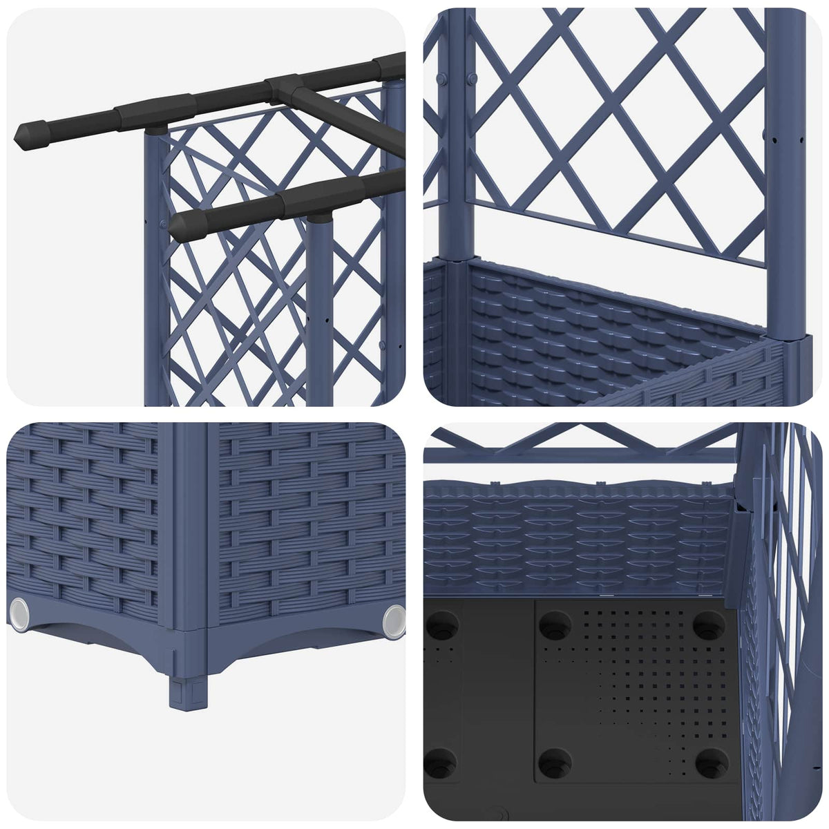 Cama Elevada Con Trellis Y Techo Gris 164 X 40 X 121 Cm Pp_5