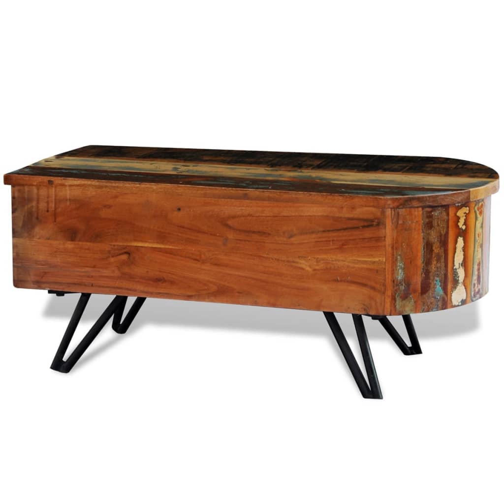 Mesa De Centro Con Patas De Hierro Madera Maciza Reciclada_4