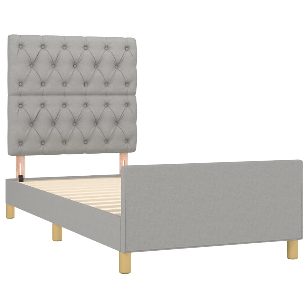 Estructura De Cama Con Cabecero De Tela Gris Claro 80x200 Cm / Vetonek_5