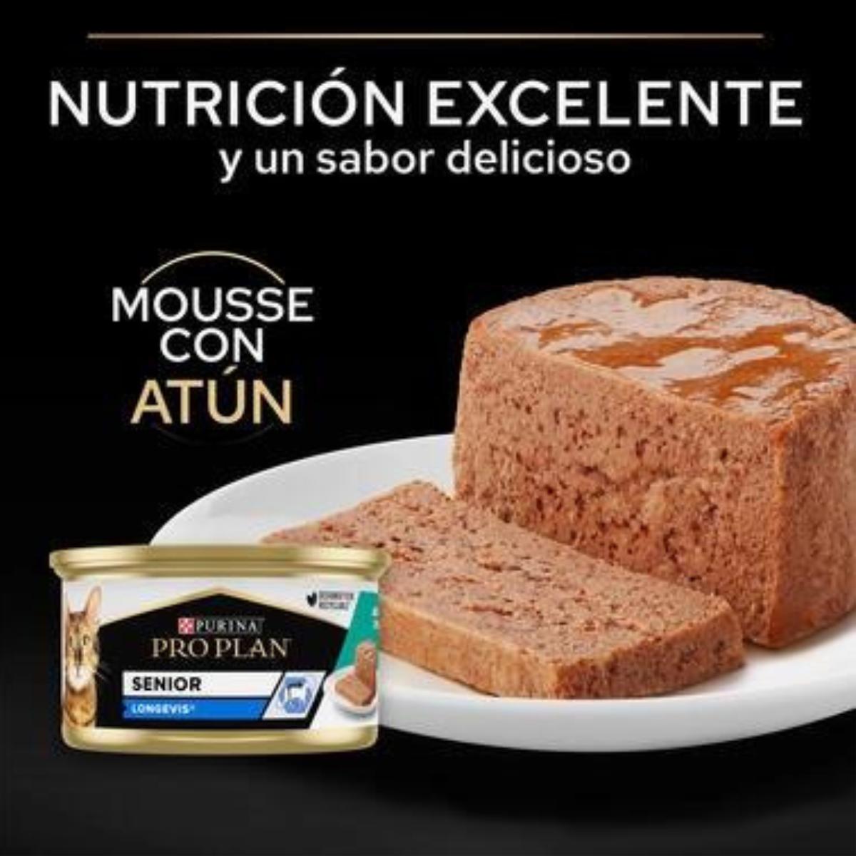 Pro Plan Gato Senior 7+ Longevis Mousse con atún Purina 85 g