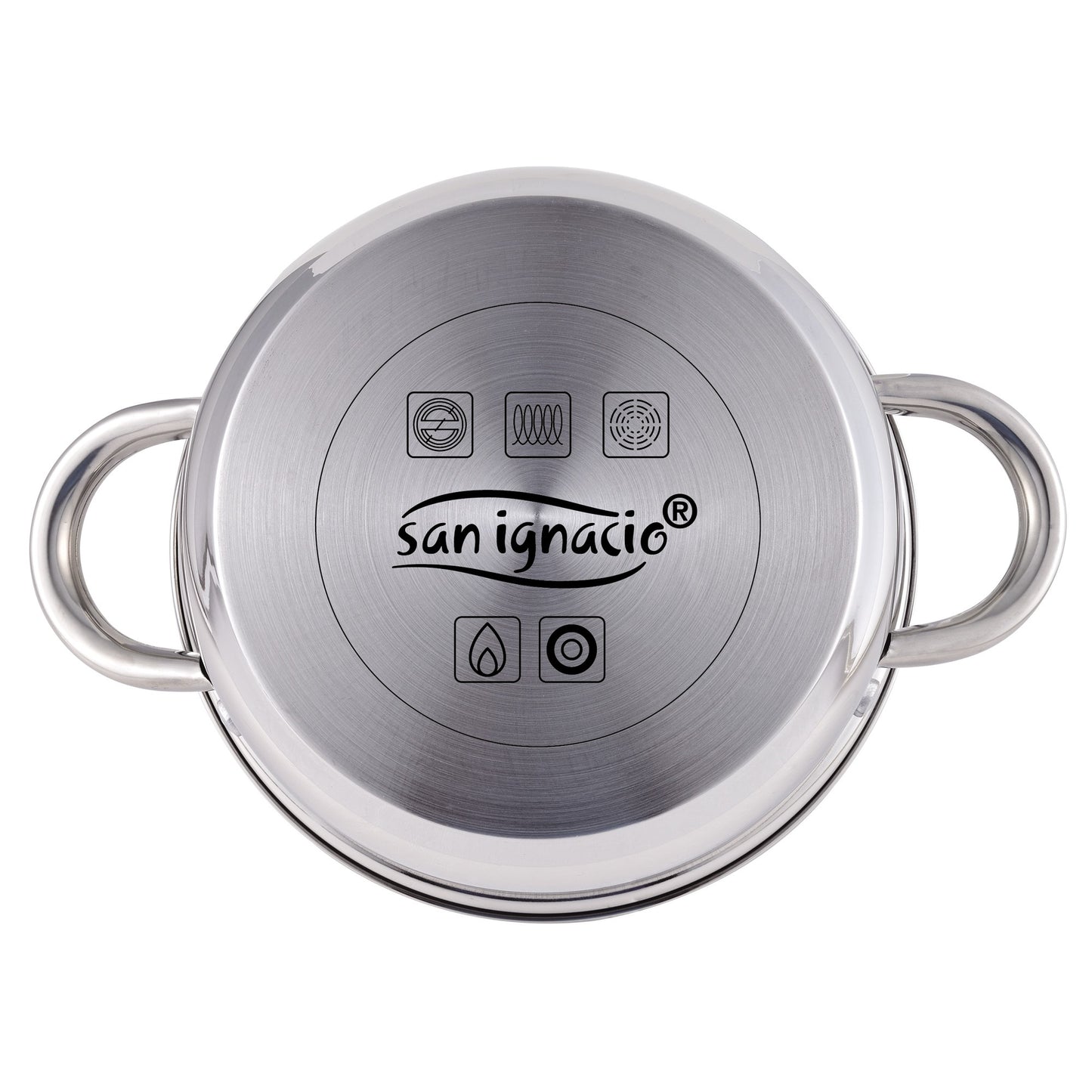 Bateria 5pcs Acero Inoxidable: Cazo Ø16x7,5 Cacerolas De Ø18x8,5 Y Ø20x9,5 Cms., Inducción + Set 3 Sartenes Ø16/20/24 Cm, Aluminio Prensado