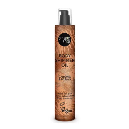 Aceite body shimmer caramelo y papaya , Organic Shop 100 ml