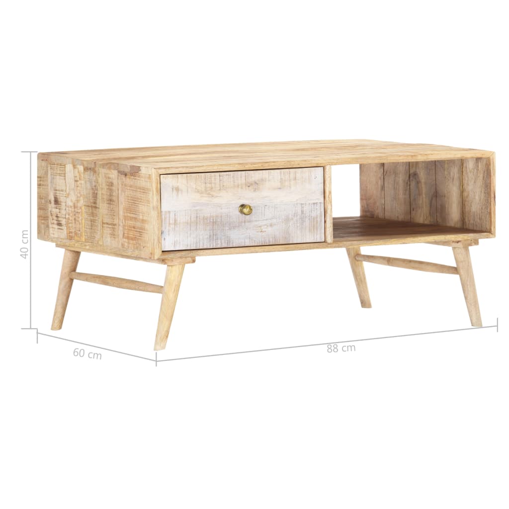 Mesa De Centro De Madera Maciza De Mango 88x60x40 Cm_4