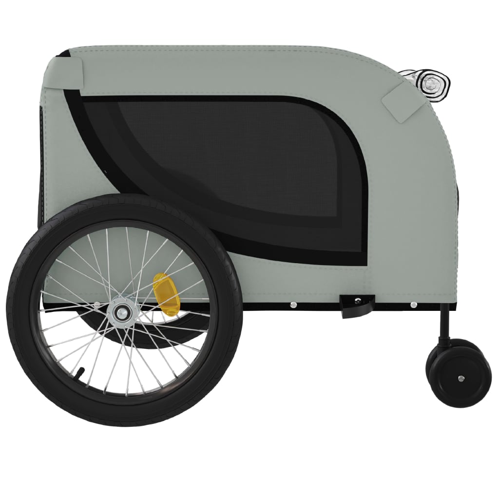 Vidaxl Remolque De Bicicleta Mascotas Hierro Tela Oxford Gris Negro_5