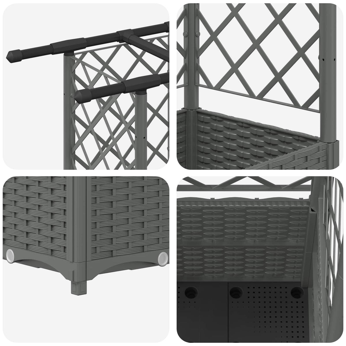 Cama Elevada Con Trellis Y Techo Gris Claro 124 X 40 X 136 Cm_5