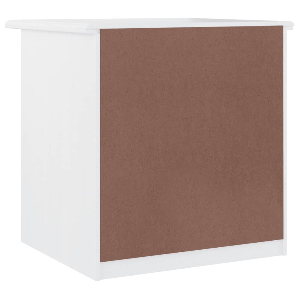 Mesita De Noche Alta Madera Maciza De Pino Blanco 41x35x41 Cm_4