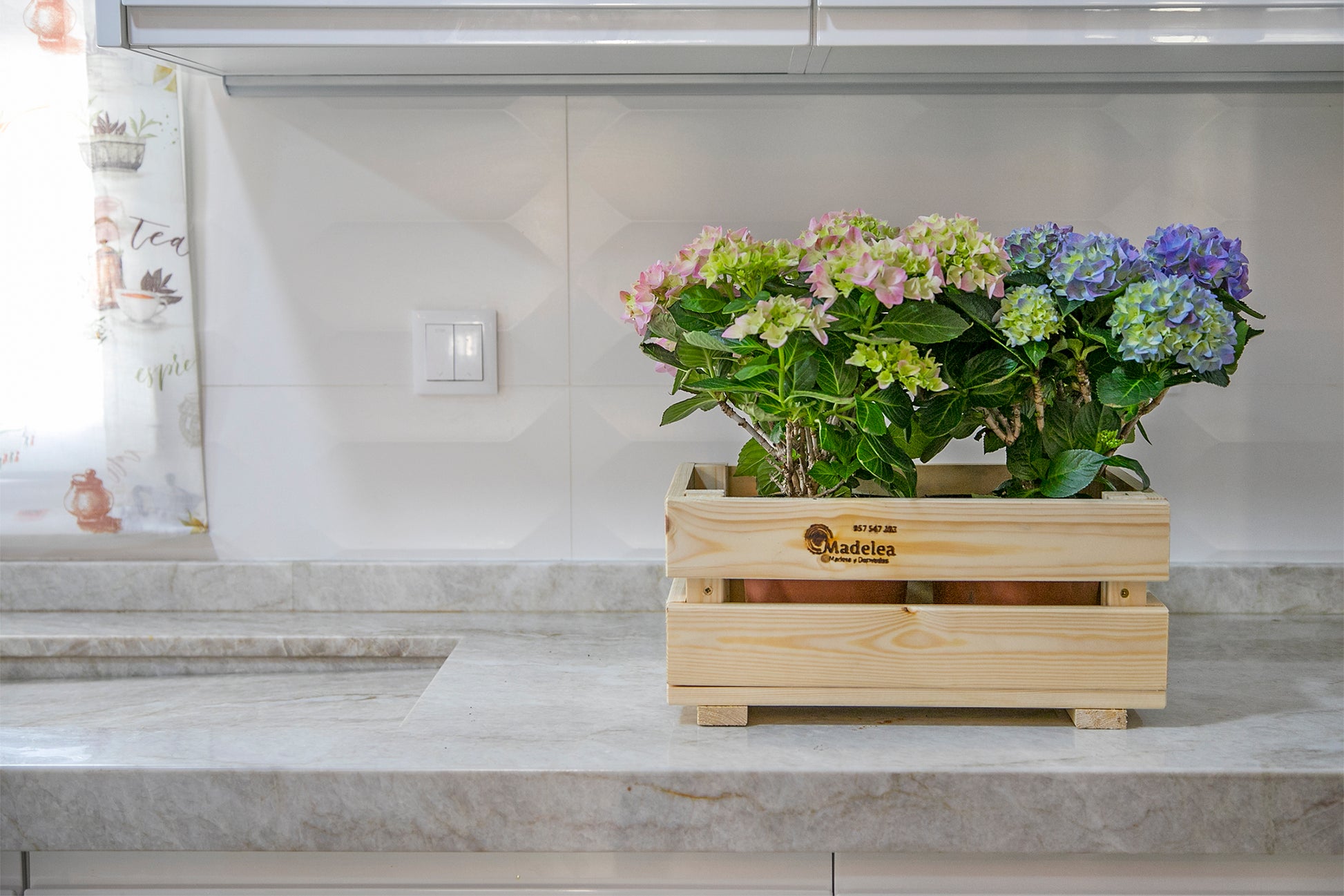 Caja De Fruta Decorativa De Madera Natural De 39 X 25,5 X 18 Cm