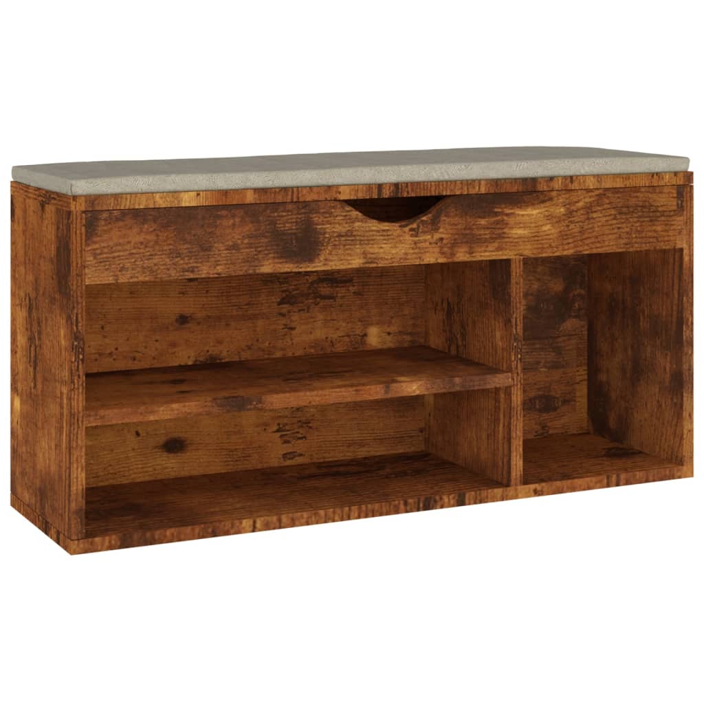 Vidaxl Banco Zapatero Con Cojín Madera Ingeniería Roble Ahumado_5
