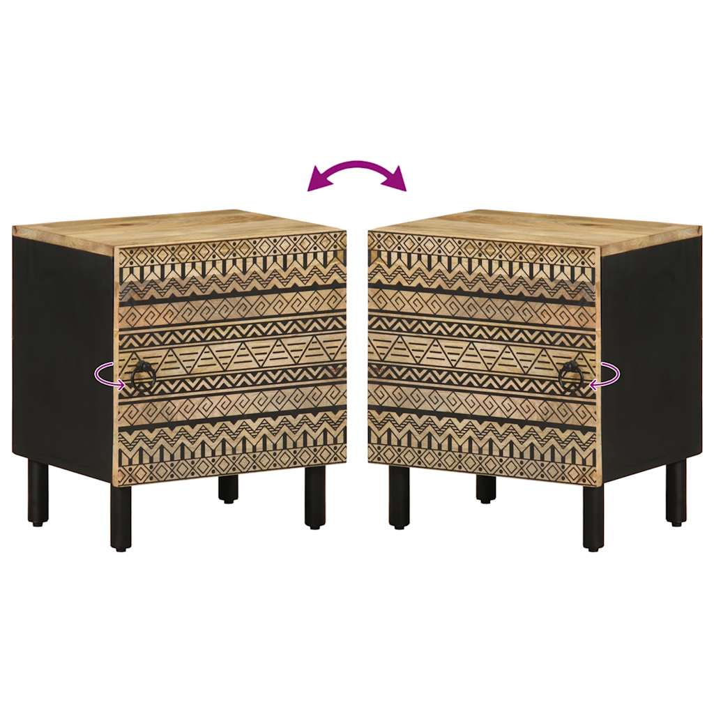 Mesita De Noche Madera Maciza Mango Rugosa Negro 40x33,5x46 Cm_4