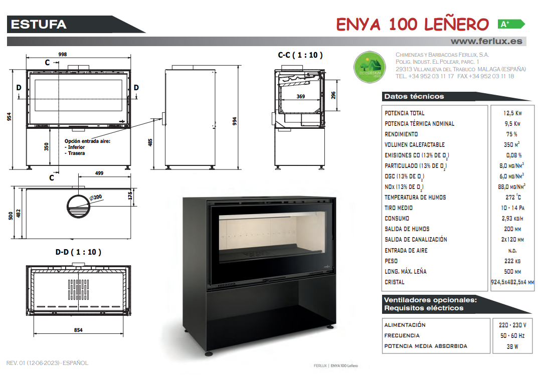 Bricosol Estufa De Leña Ferlux Modelo Enya 100_2