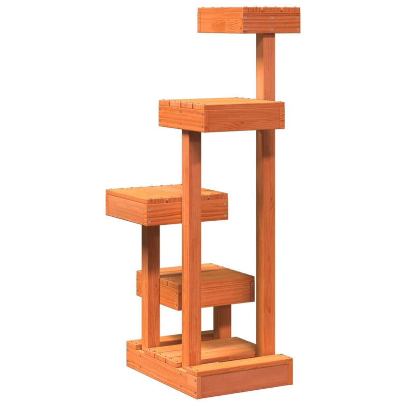 Vidaxl Árbol Para Gatos Madera Maciza Pino Marrón Cera 45,5x49x103 Cm_5