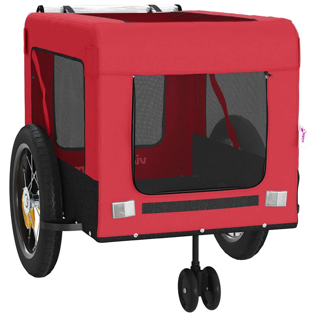 Remolque De Bicicleta Mascotas Hierro Tela Oxford Rojo Negro_5