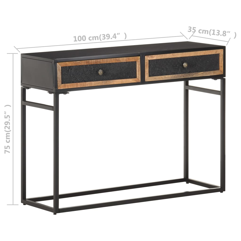 Mesa Consola Madera Maciza De Mango 100x35x75 Cm_4