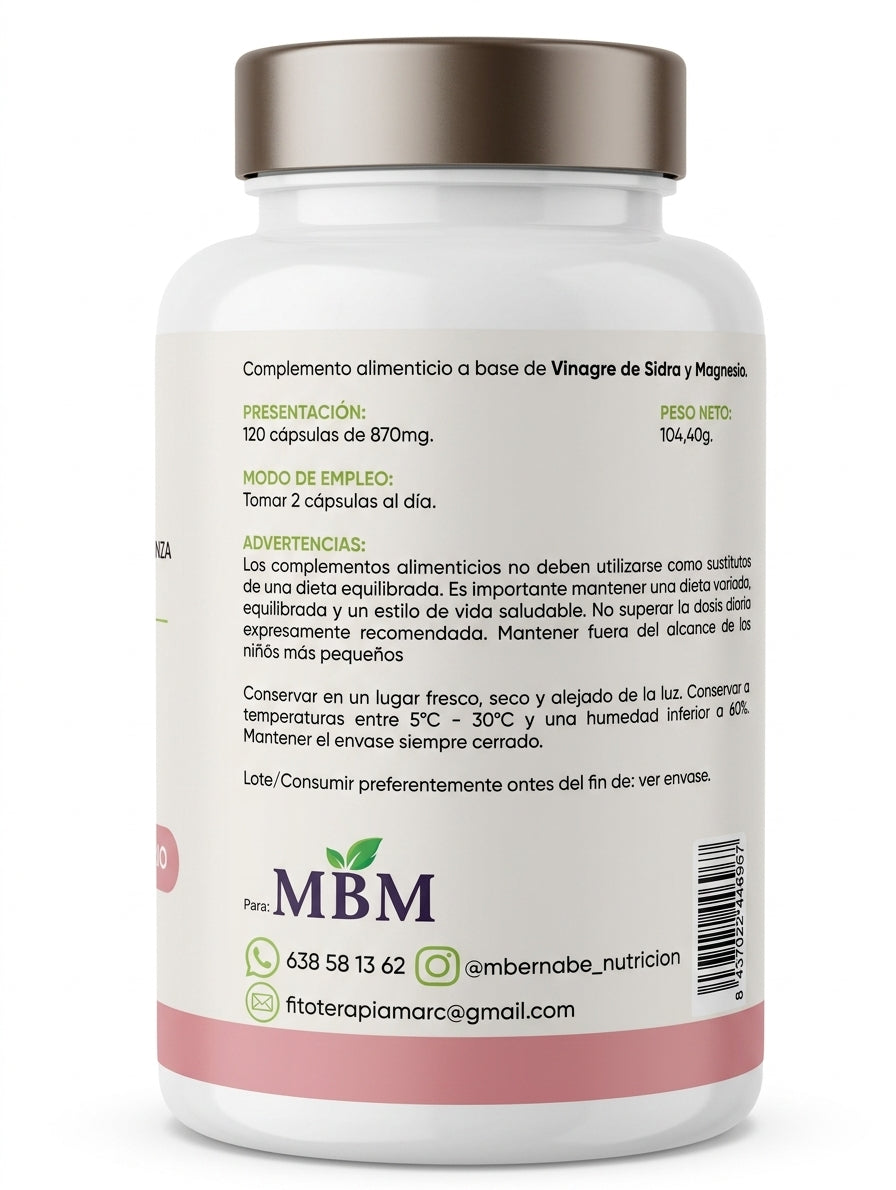 Bisglicinato de magnesio Confiavit magnesio + calcio + vinagre de sidra 120 cápsulas_2