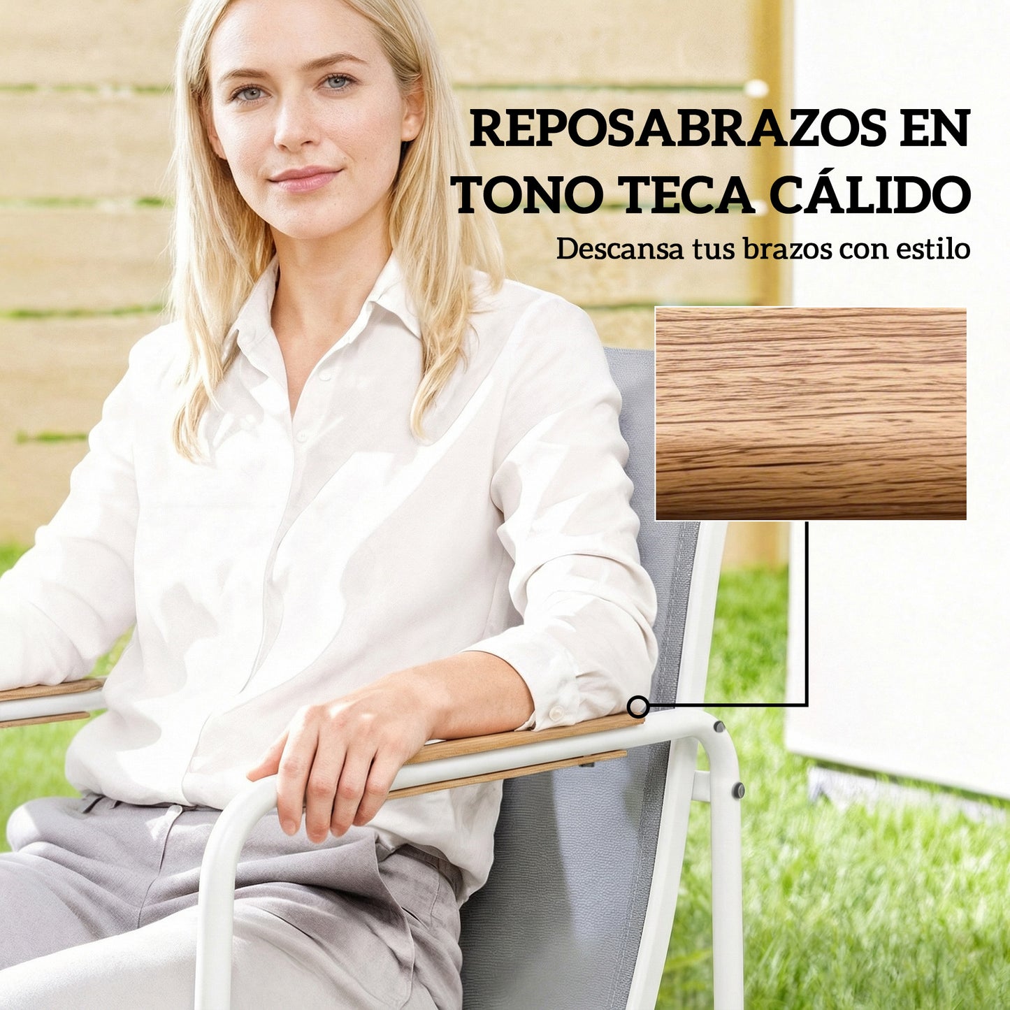Outsunny Conjunto De Mesa Y Sillas Jardín De 7 Piezas Con Sillas Transpirables_5
