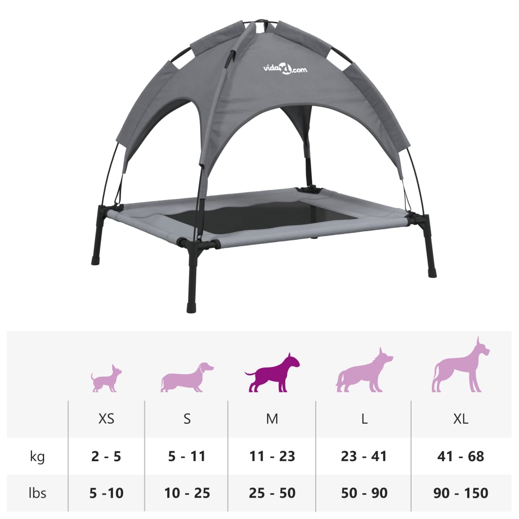 Cama Para Perros Con Dosel Antracita Tela Oxford Y Acero / Vetonek_5