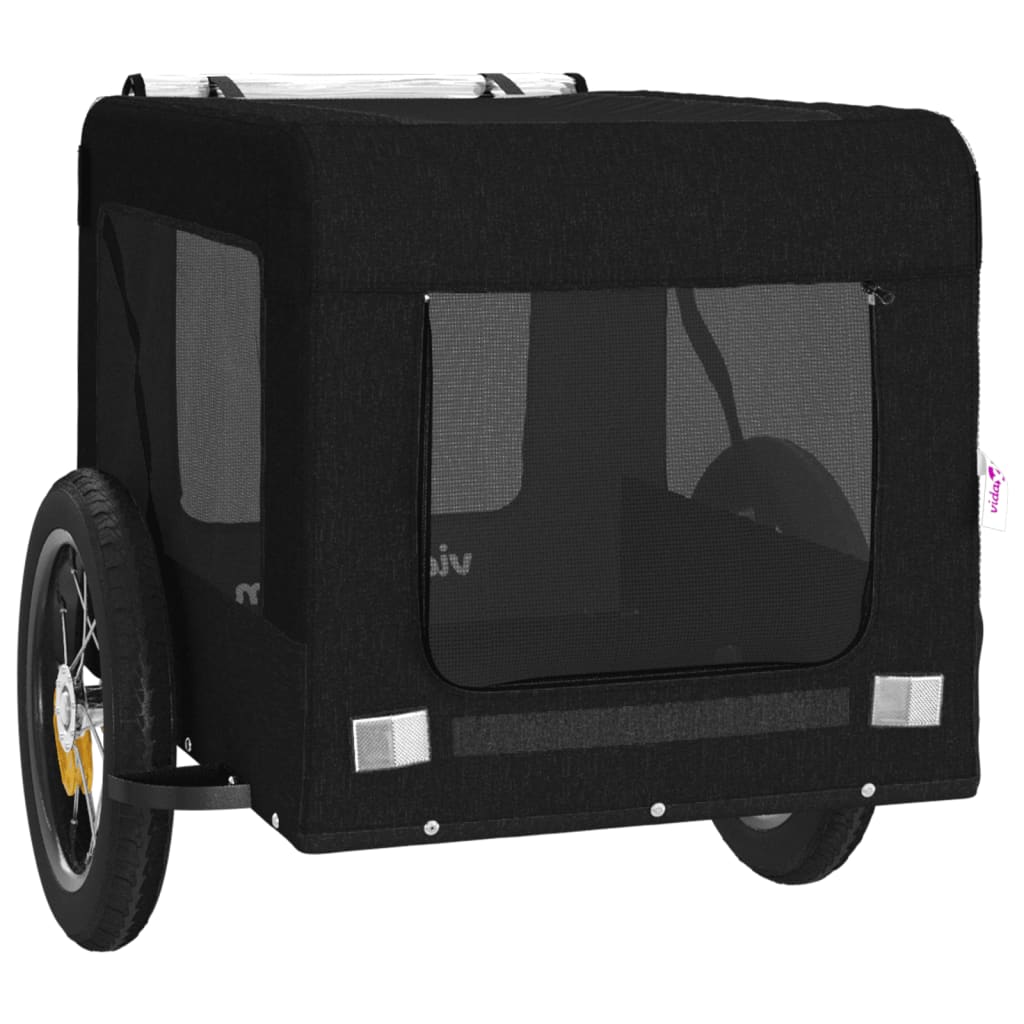 Remolque De Bicicleta Mascotas Hierro Tela Oxford Negro_5