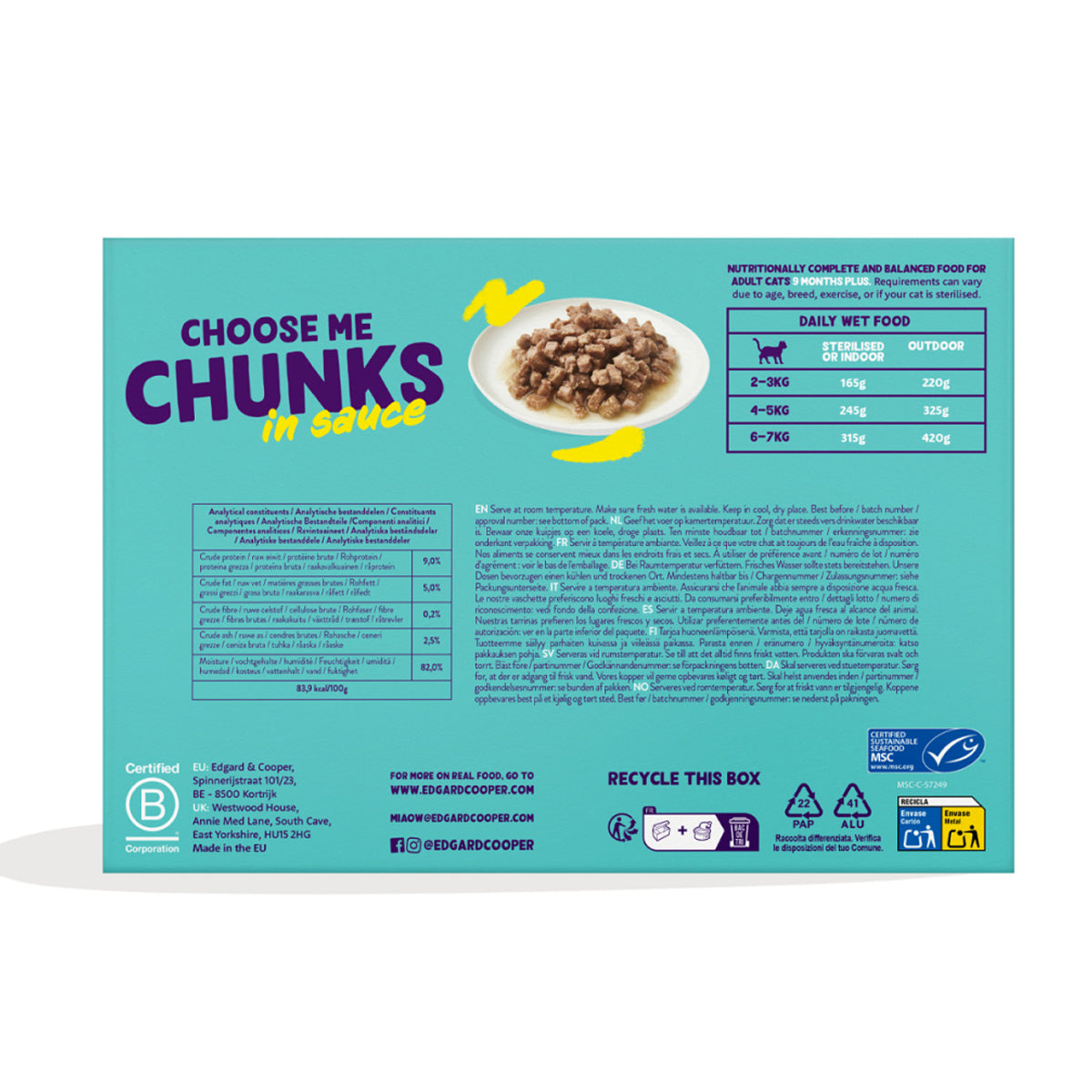 Multipack 24 x 85 g Trocitos en salsa Comida Húmeda Edgard & Cooper