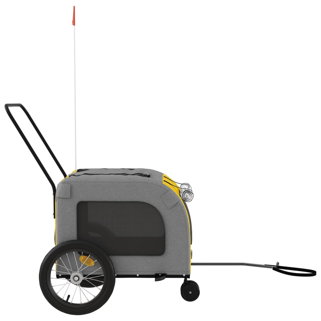 Remolque De Bicicleta Mascotas Hierro Tela Oxford Amarillo Gris_5