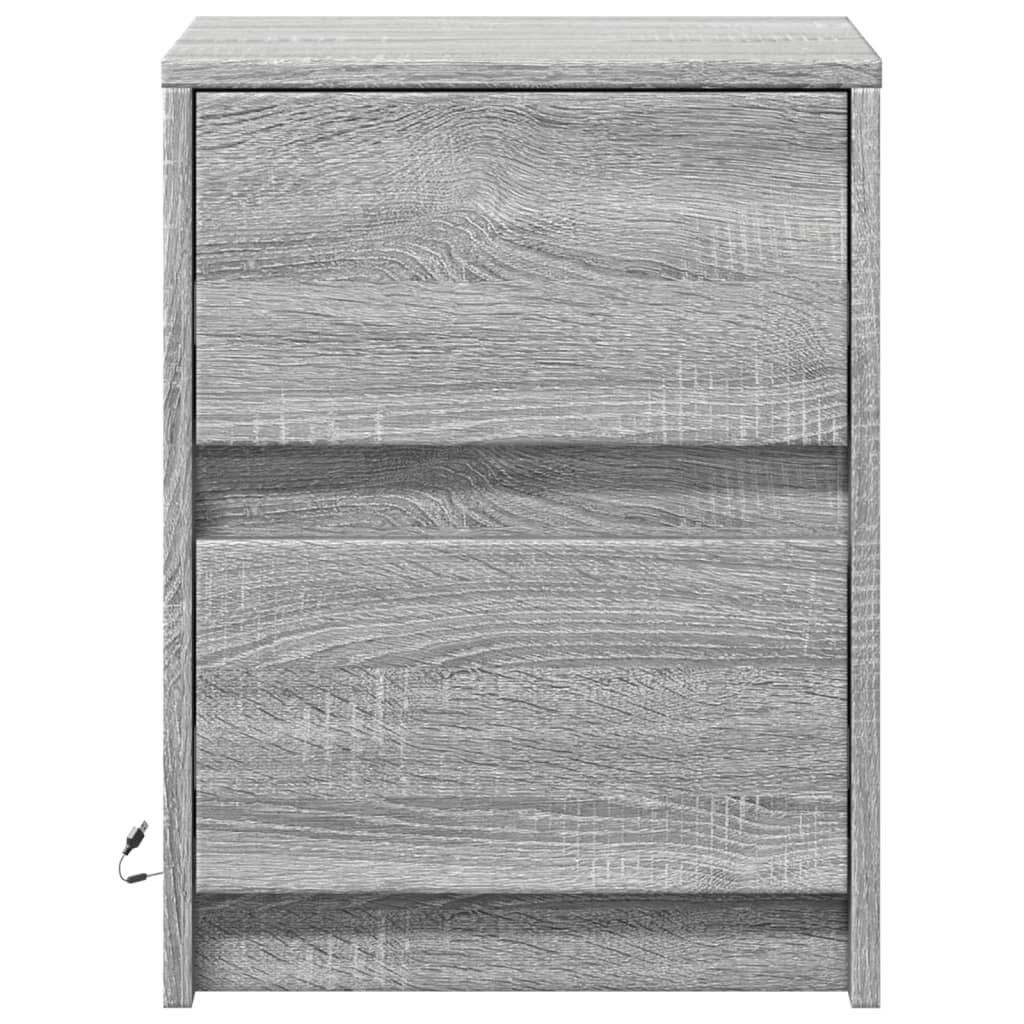 Mesitas De Noche Luces Led 2 Uds Madera Ingeniería Gris Sonoma_4