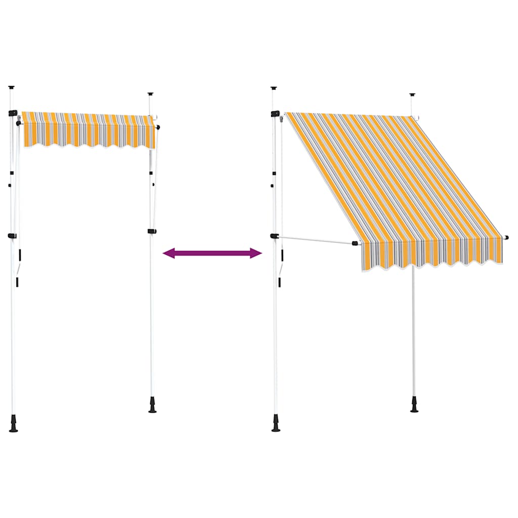 Toldo Manual Retráctil 150 Cm Amarillo Y Azul Rayas_5