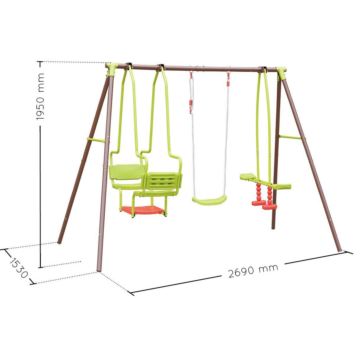 Columpio de acero triple con asiento góndola Soulet Malo