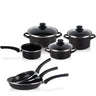 Bateria De Cocina 7 Piezas + Set Juego 3 Sartenes 18-20-24cm, Acero Vitrificado 820ºc, Libre Pfoa Magefesa Kenia, Negro