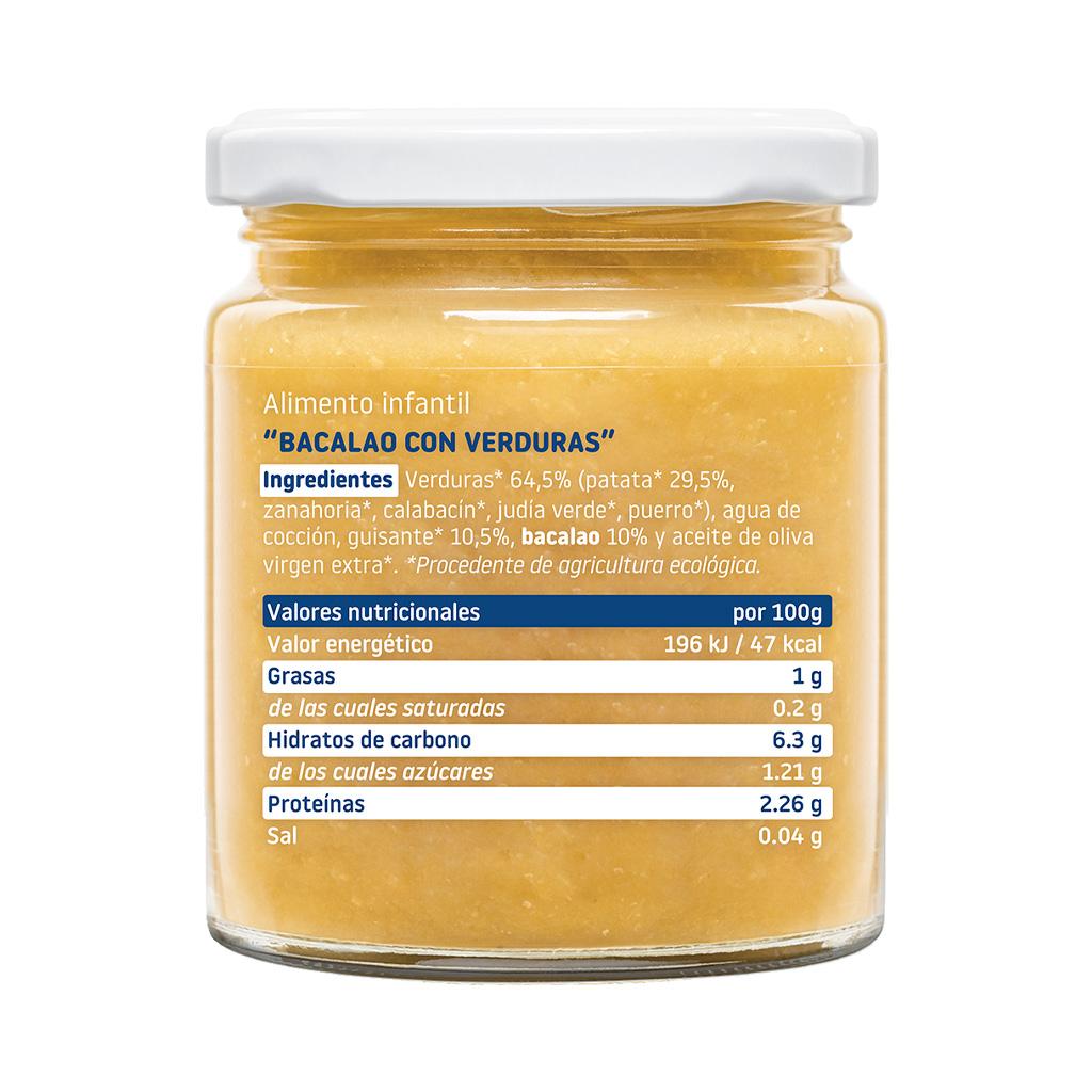 Pack 12x Tarrito BIO de verduras ecológicas con bacalao 230g