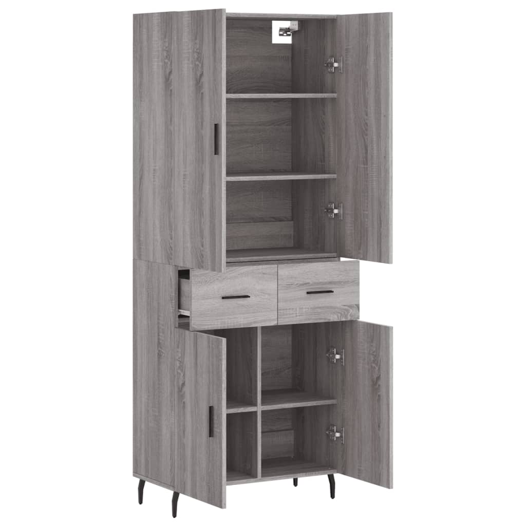 Aparador Alto Madera Contrachapada Gris Sonoma 69,5x34x180 Cm_3