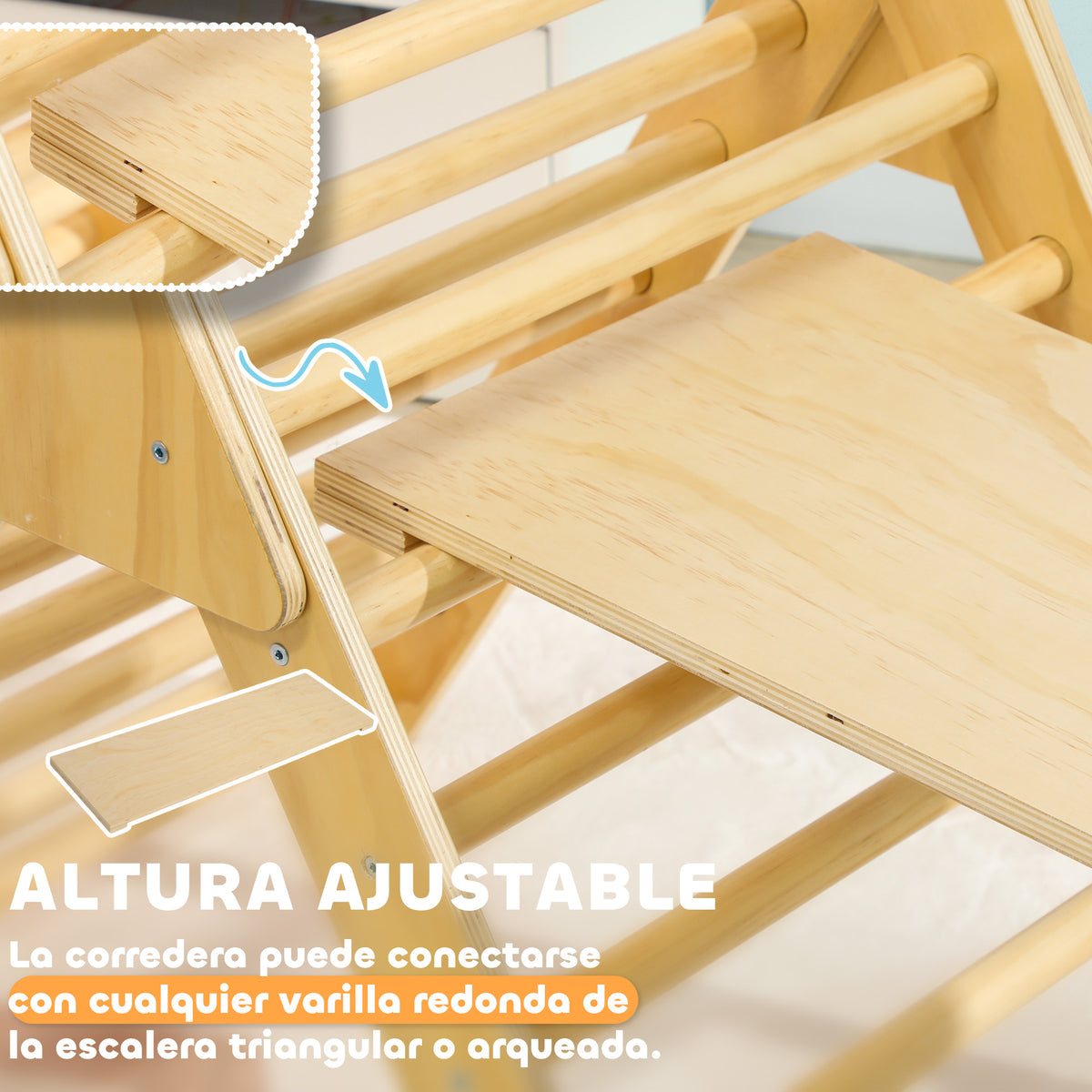 Escalador Para Niños Aiyaplay Tablero Multicapa De Pino Madera Natural 219x72.5x68.5 Cm_5