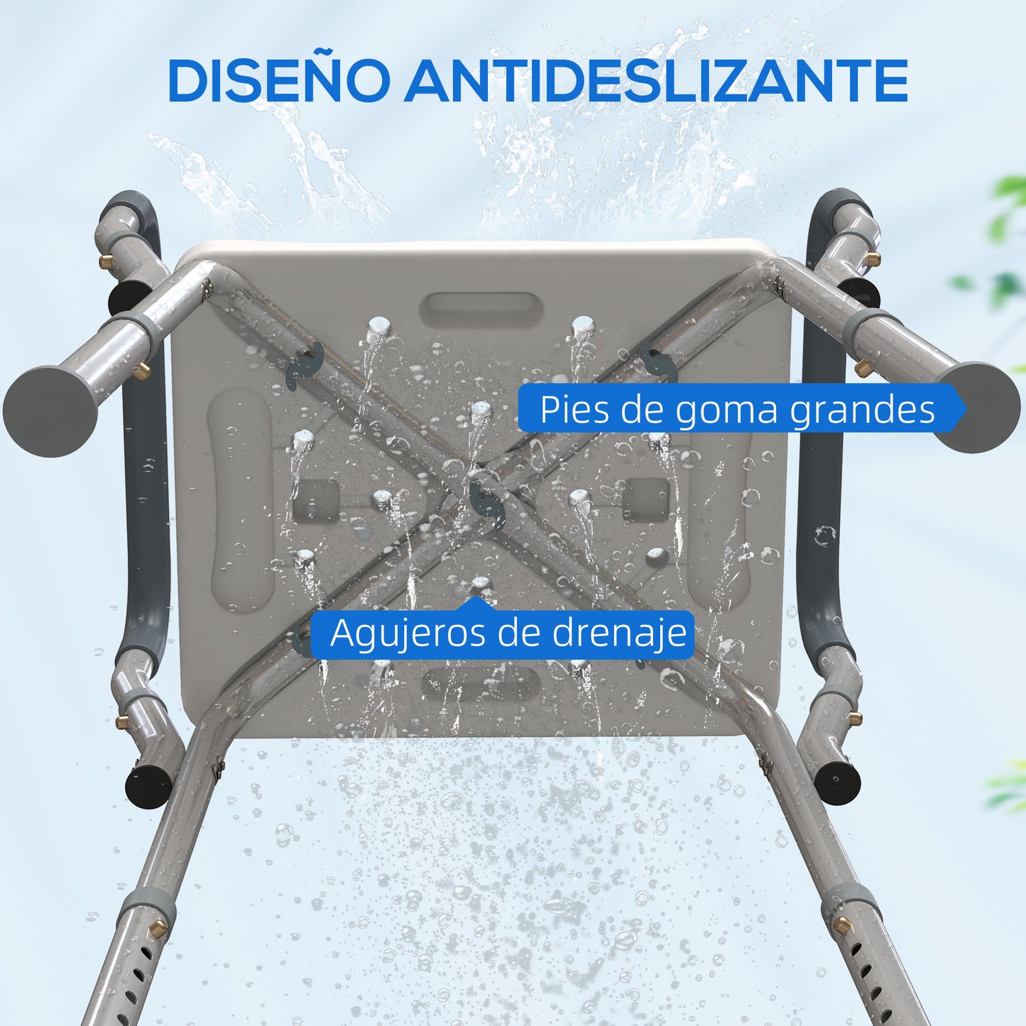 Homcom Taburete De Ducha Con Altura Regulable Antideslizante Carga 150 Kg_5