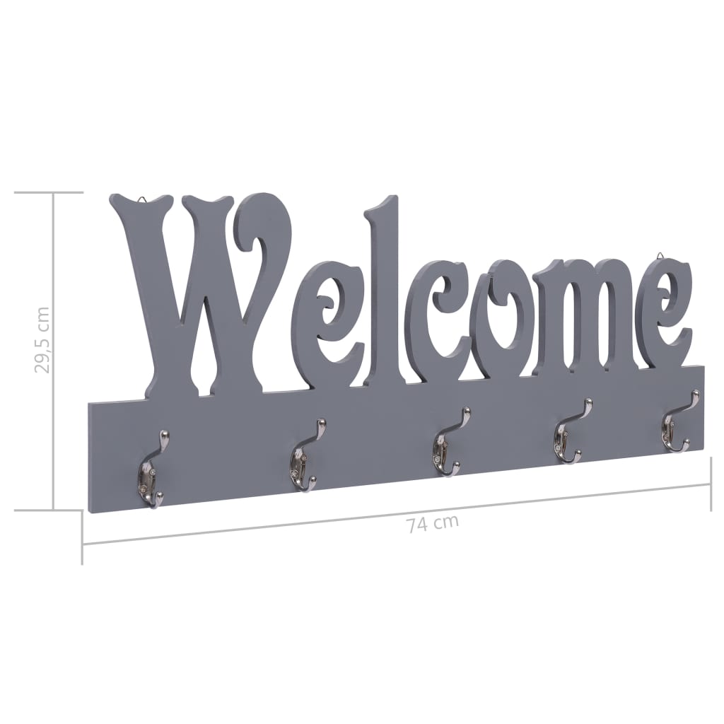 Perchero De Pared Welcome Gris 74x29,5 Cm_5