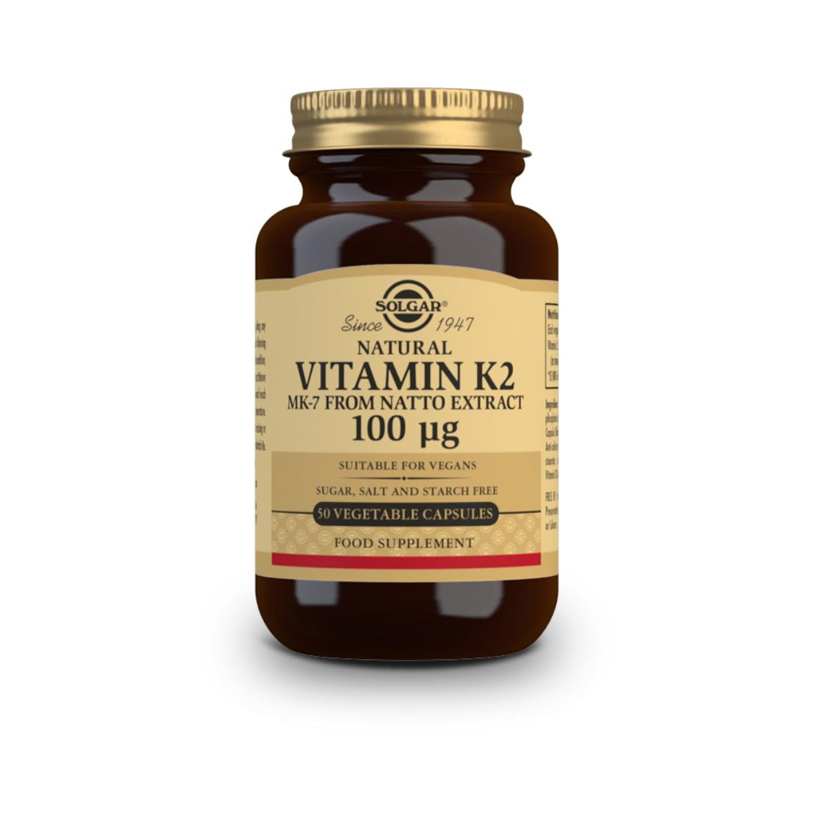 Vitamina K2, 50 cápsulas vegetales de 100μg