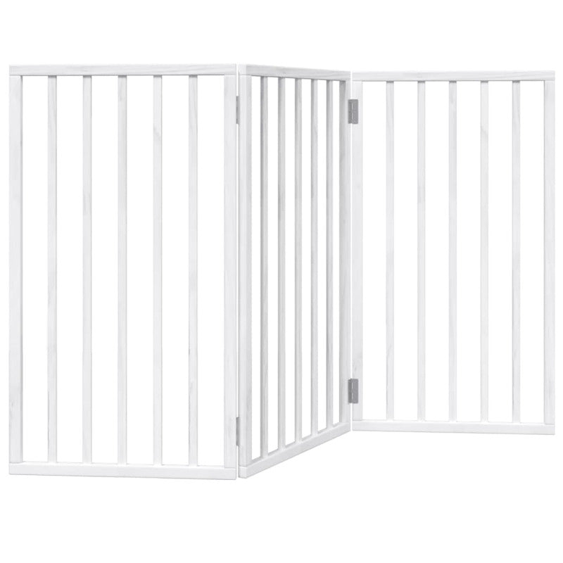 Vidaxl Puerta Para Perros Plegable De 3 Paneles, Color Blanco, 150 Cm, Madera De Álamo_5